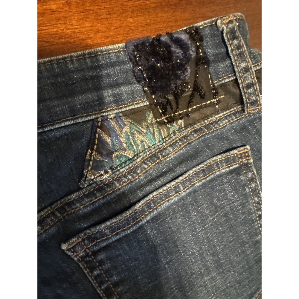 Chico's So Slimming Girlfriend Jeans 0.5R US 6 Patchwork Slim Ankle Blue - Picture 10 of 10